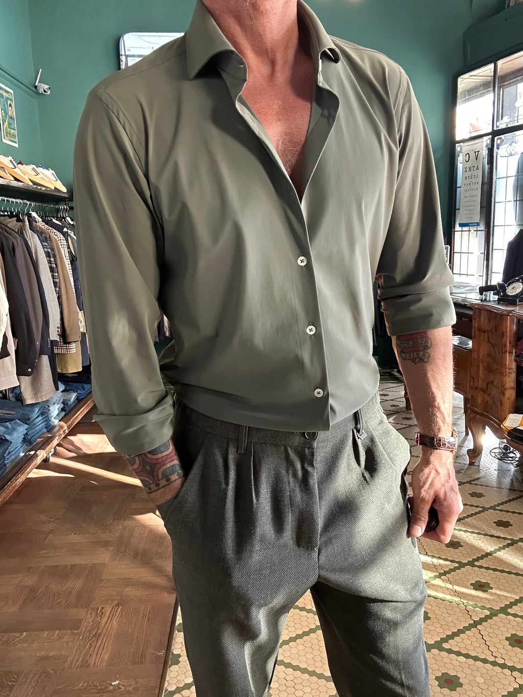 Camicia Adam in jersey no stiro