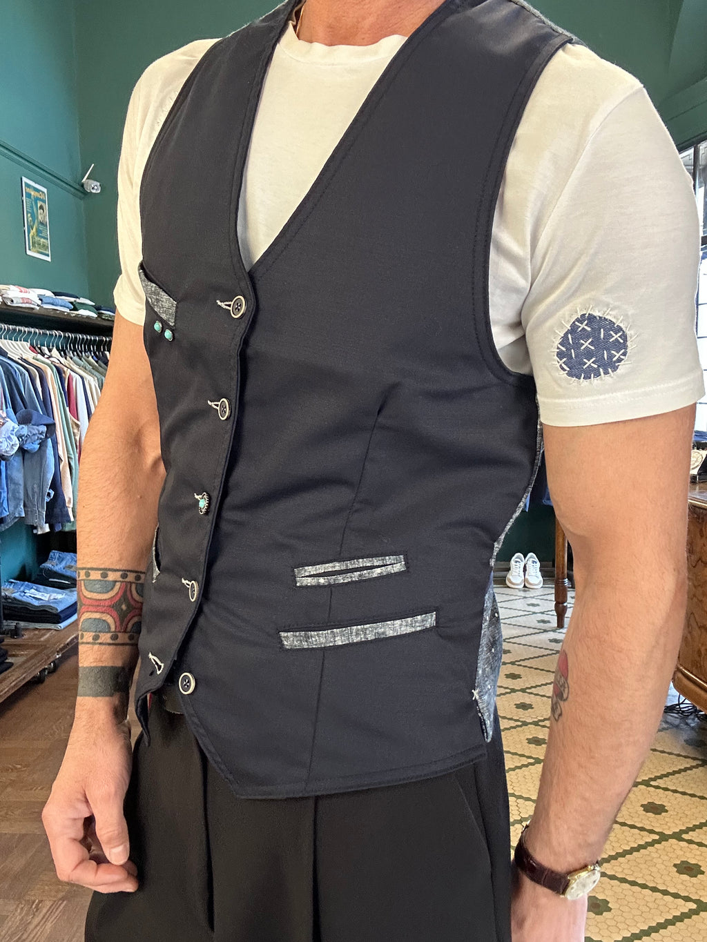 Garry's Earth blue cool wool vest