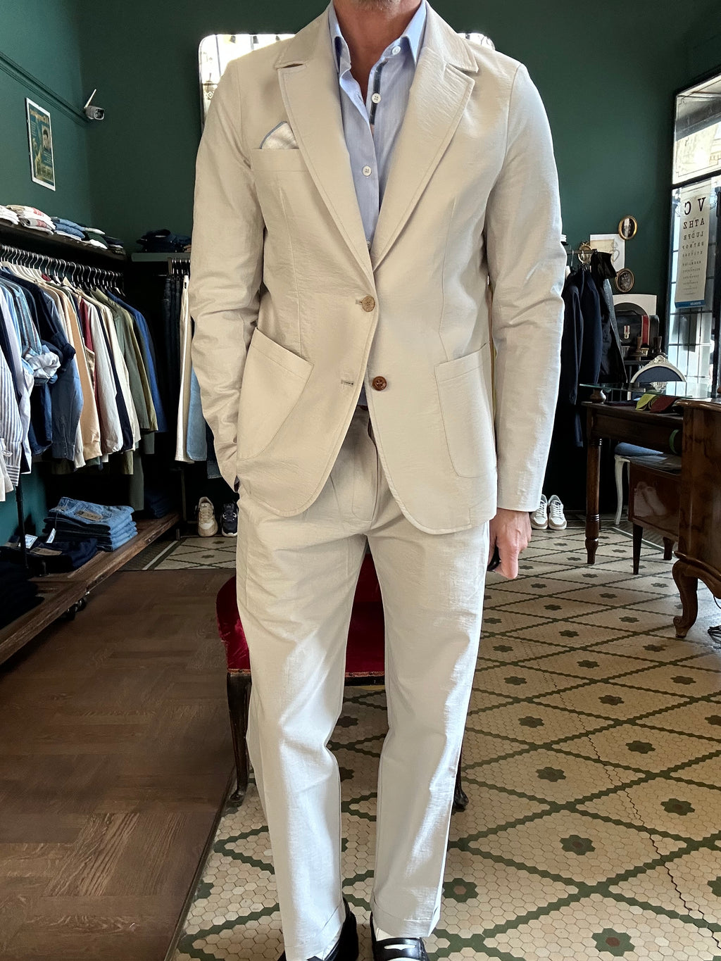 Embossed cotton suit