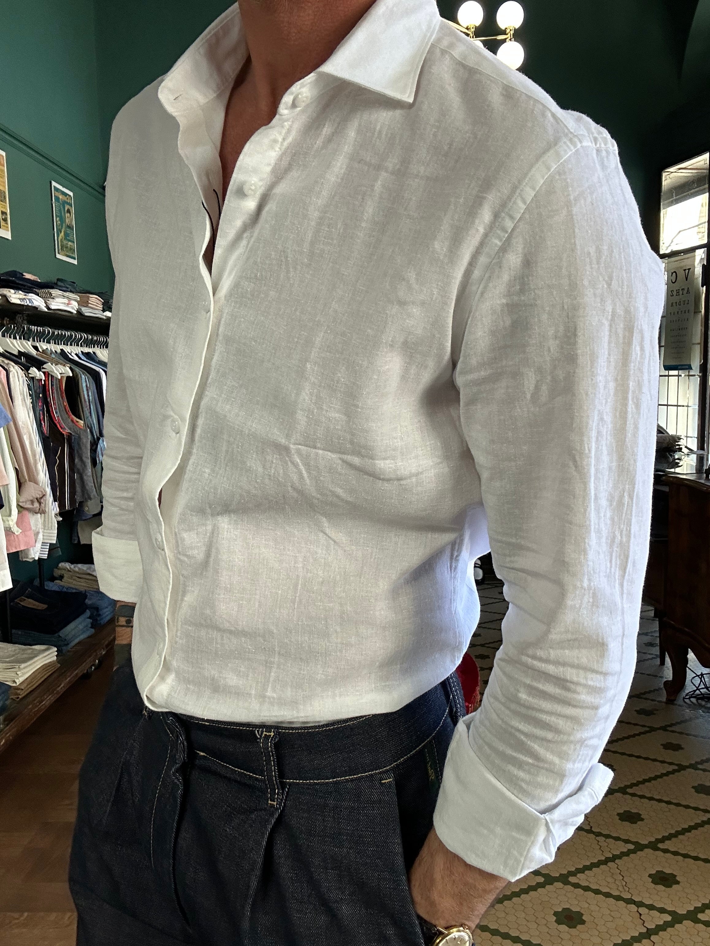 Camicia 100% lino collo Capri