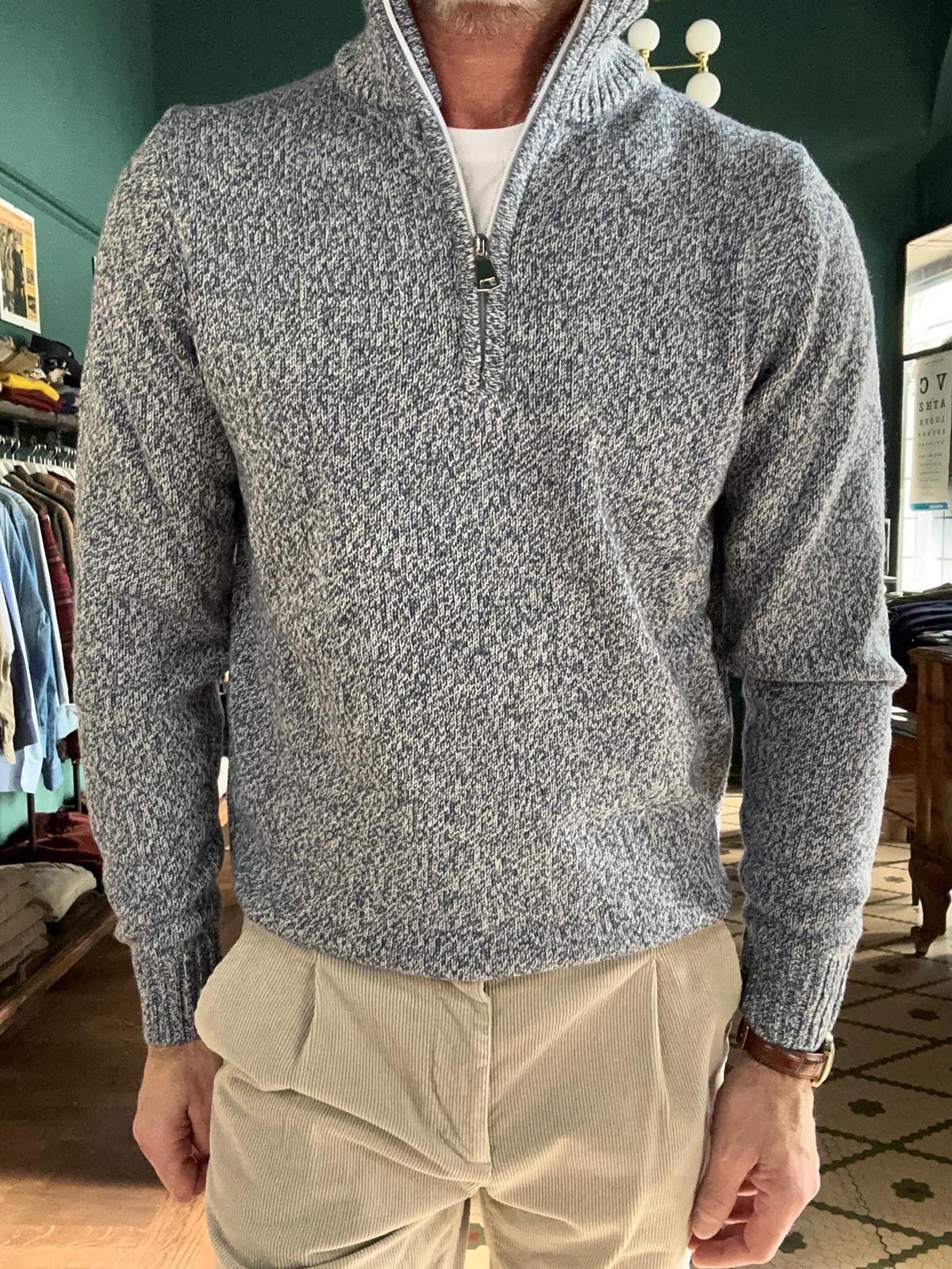 Cardigan mezza zip melange