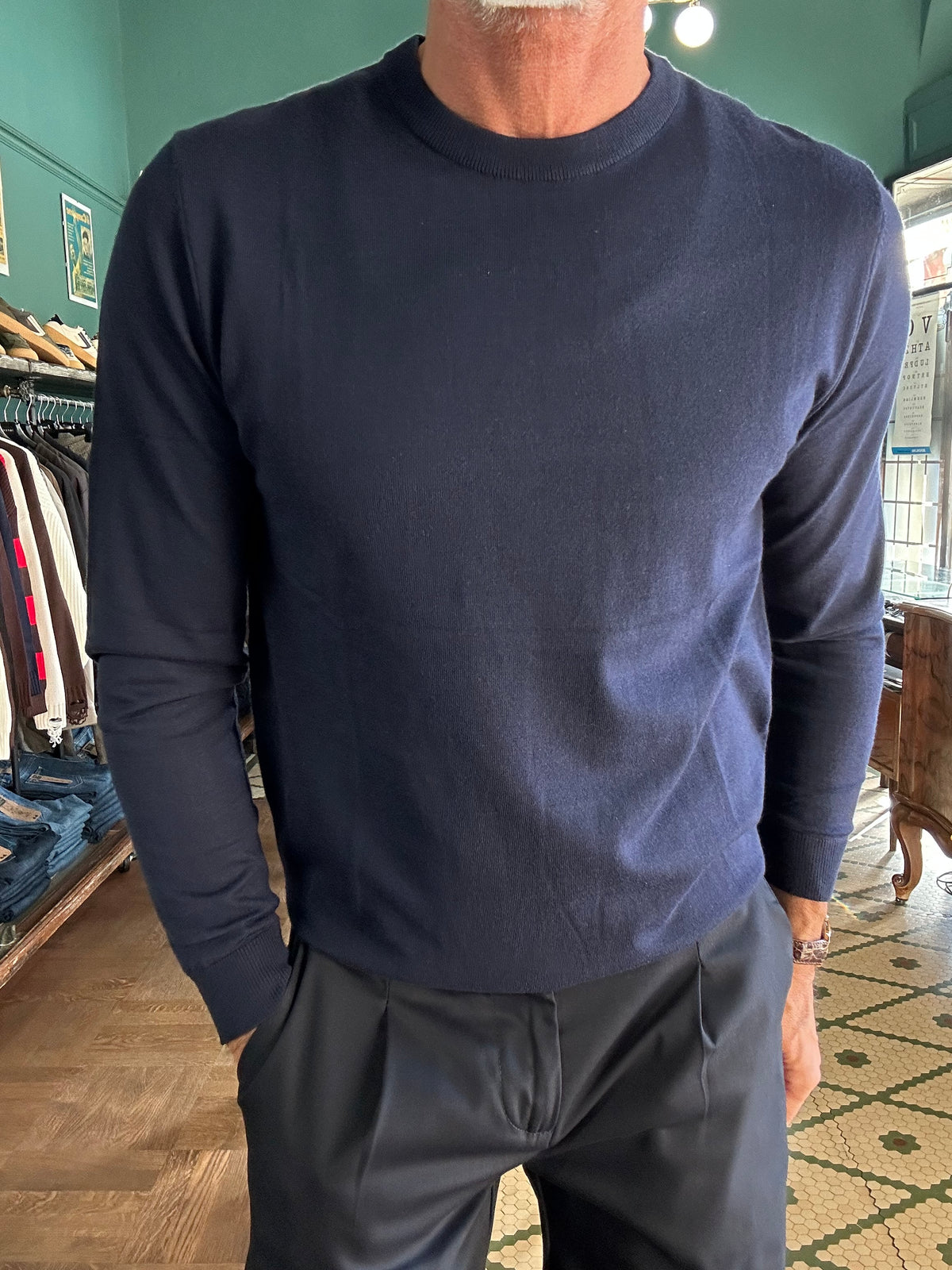 Maglia misto lana girocollo