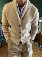 Cardigan sciallato in lana