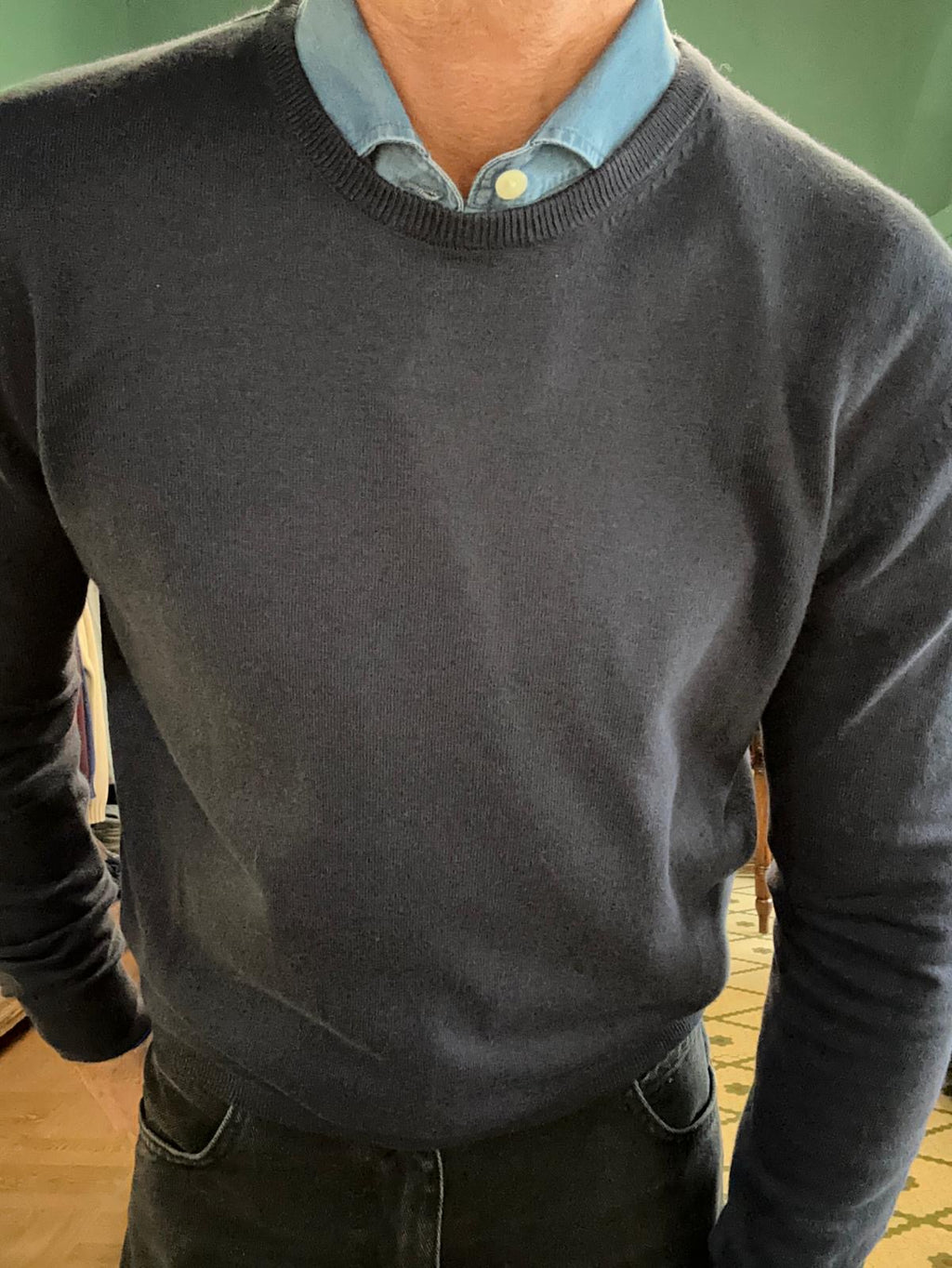 Maglioncino girocollo in cotone e cashmere