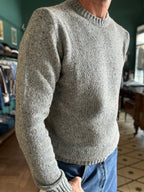 Maglione bottonato girocollo misto lana