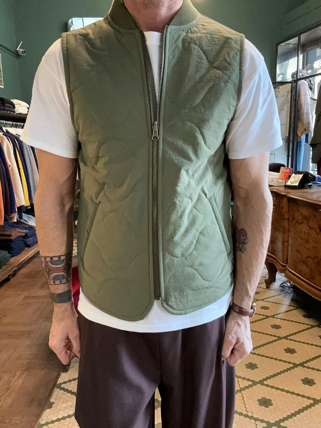 Gilet chesapeake’s double-face militare e in lana spigata