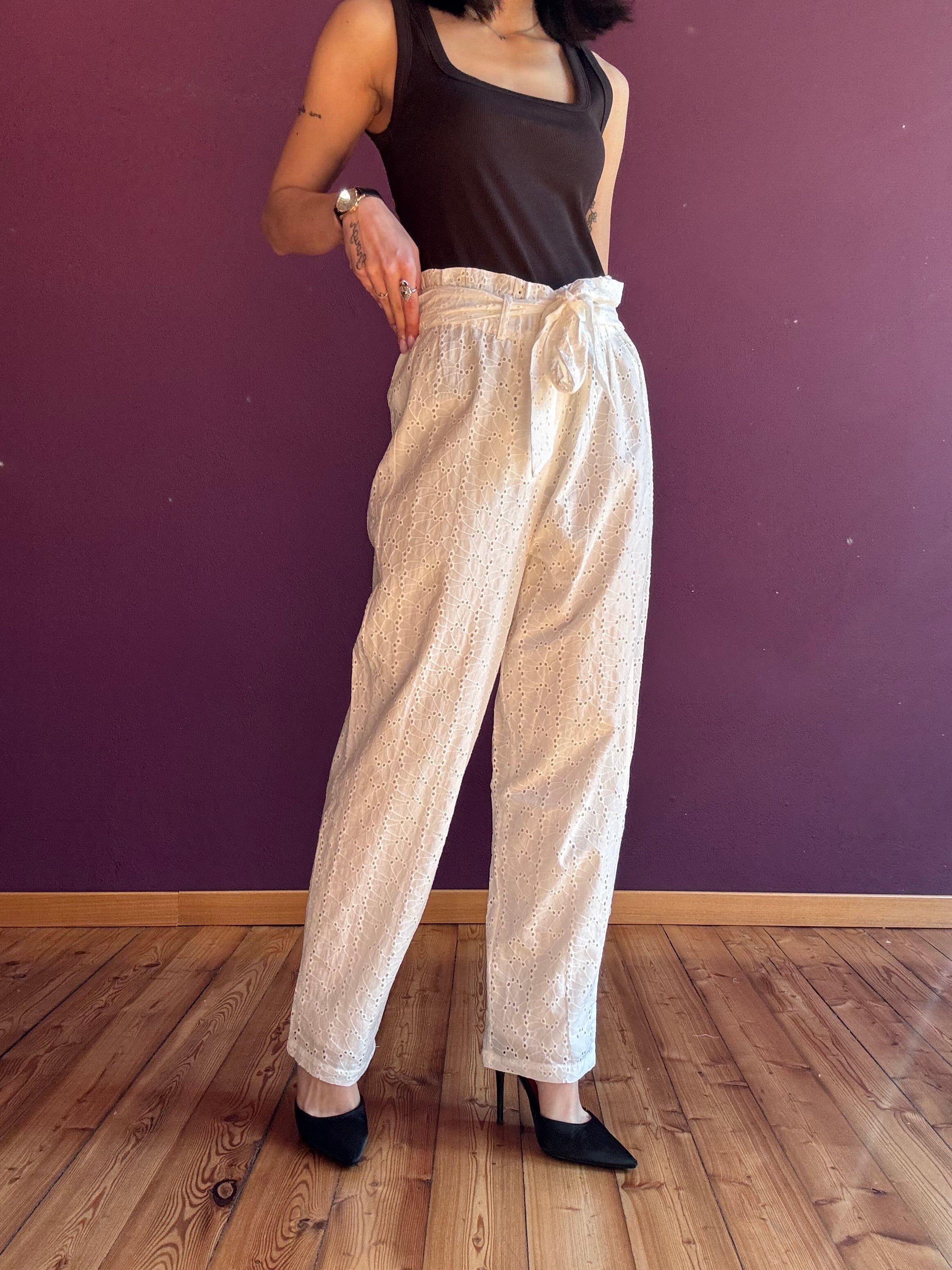 Pantalone in sangallo con cintura