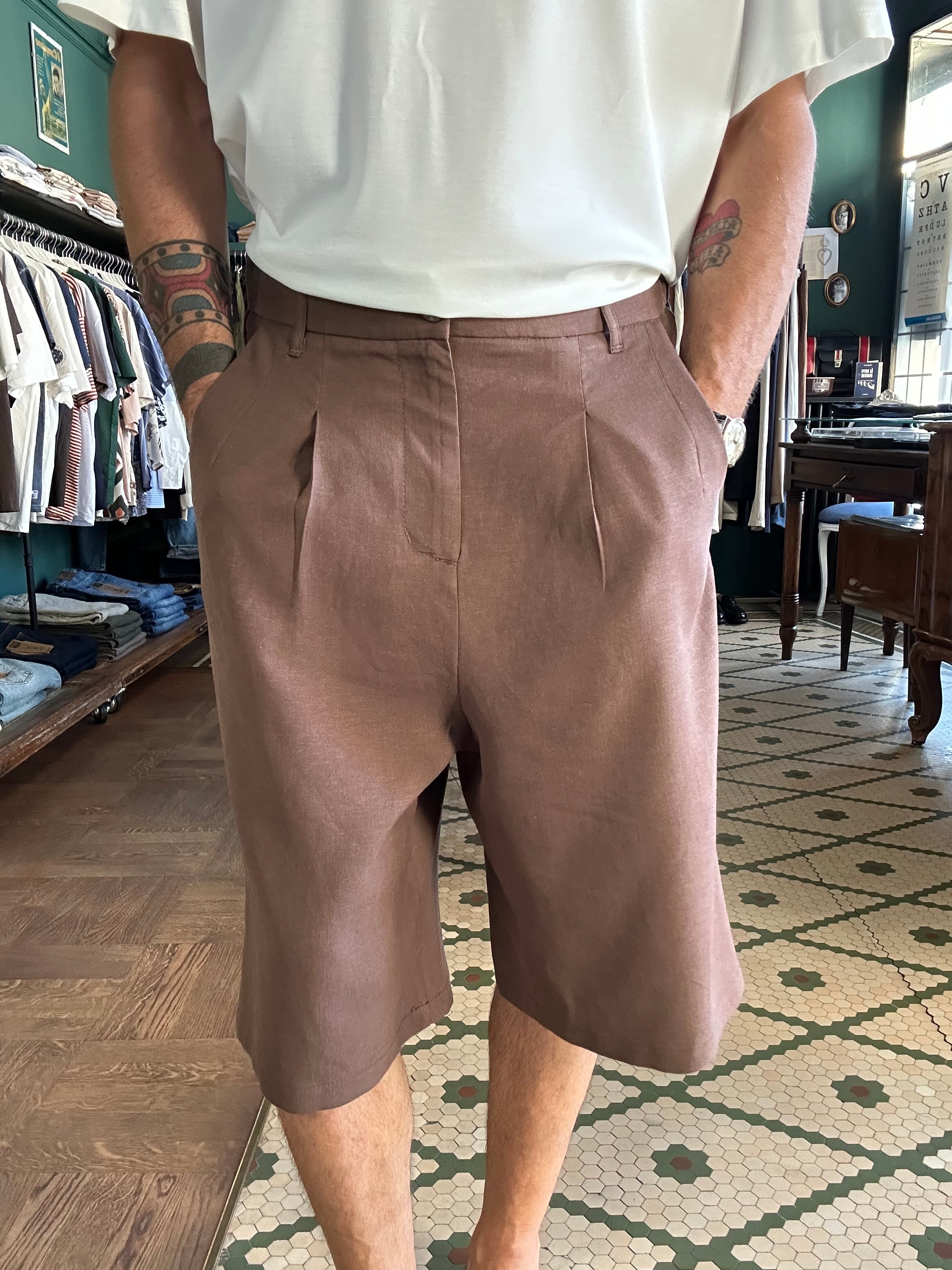 Bermuda over misto lino Made in Italy