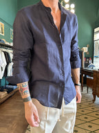 Camicia 100% lino collo coreano