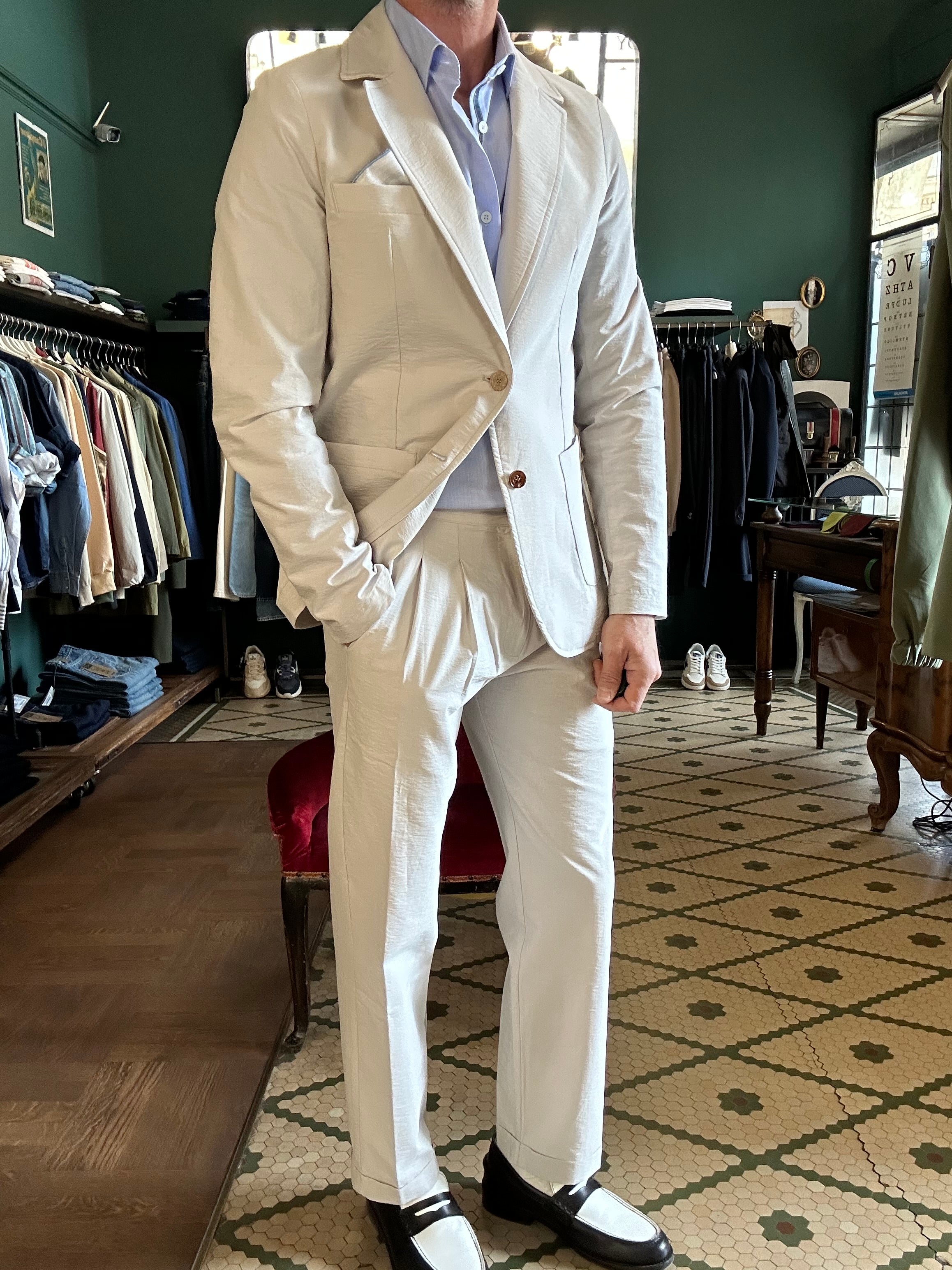 Pantalone koon doppia pence cotone goffrato