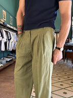 Pantalone over lino cotone
