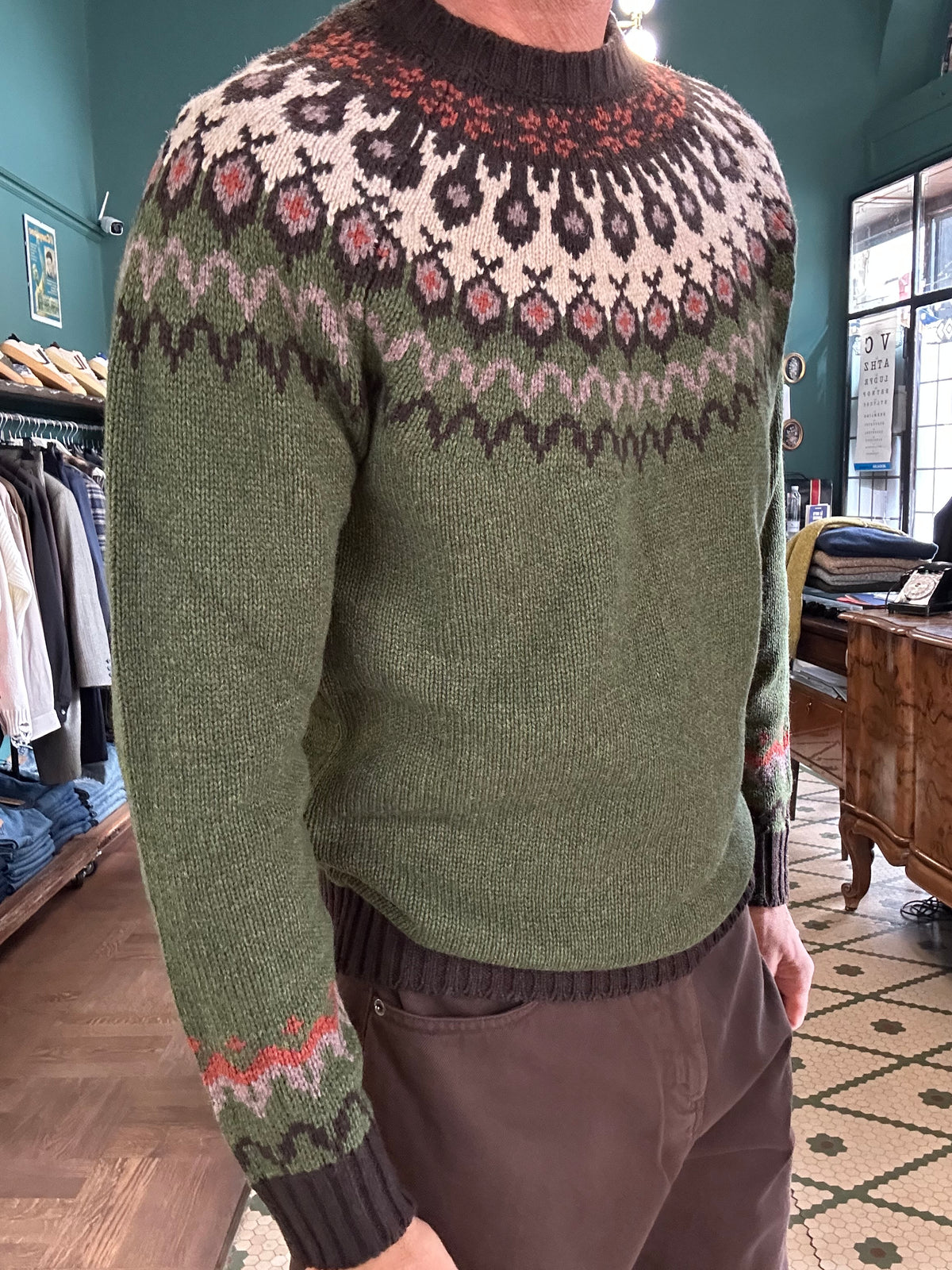 Maglione Jacquard misto lana