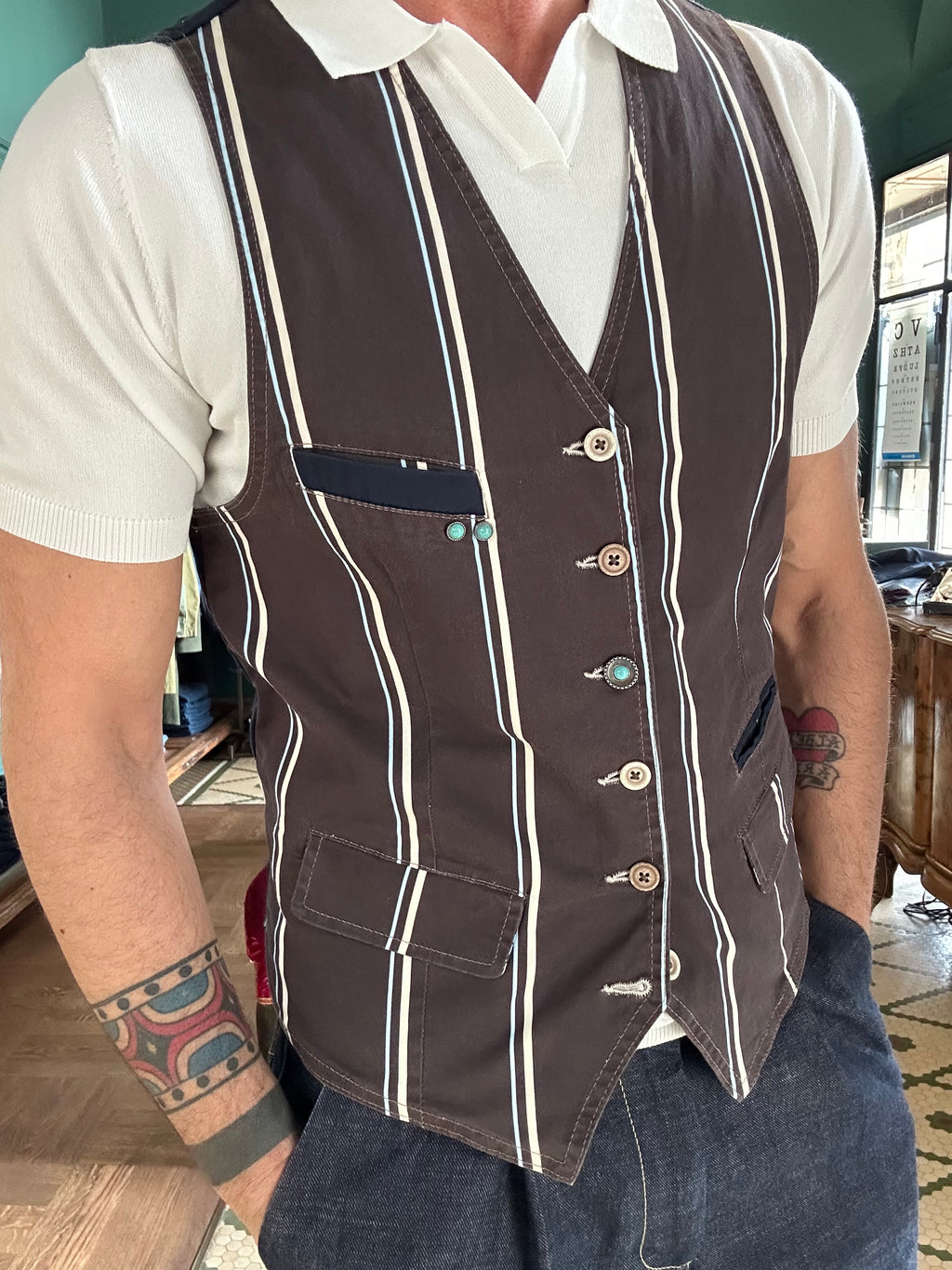 Garry's Earth striped vest
