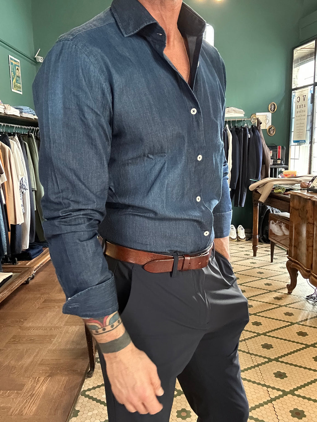 Camicia Sam chambray scuro