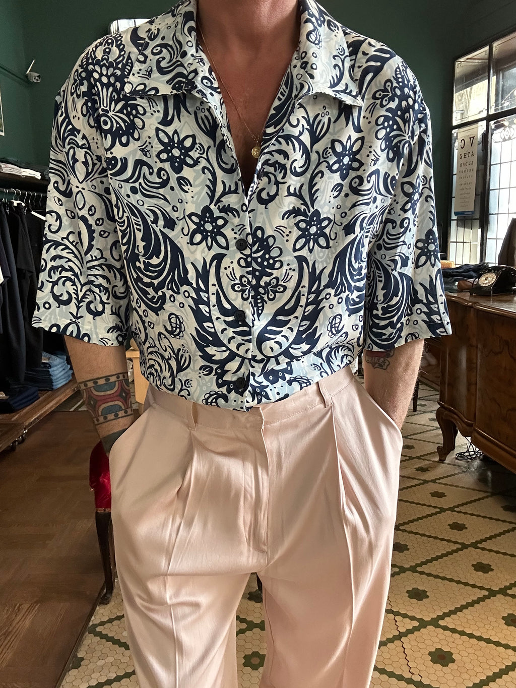 Camicia oversize con manica a 3/4