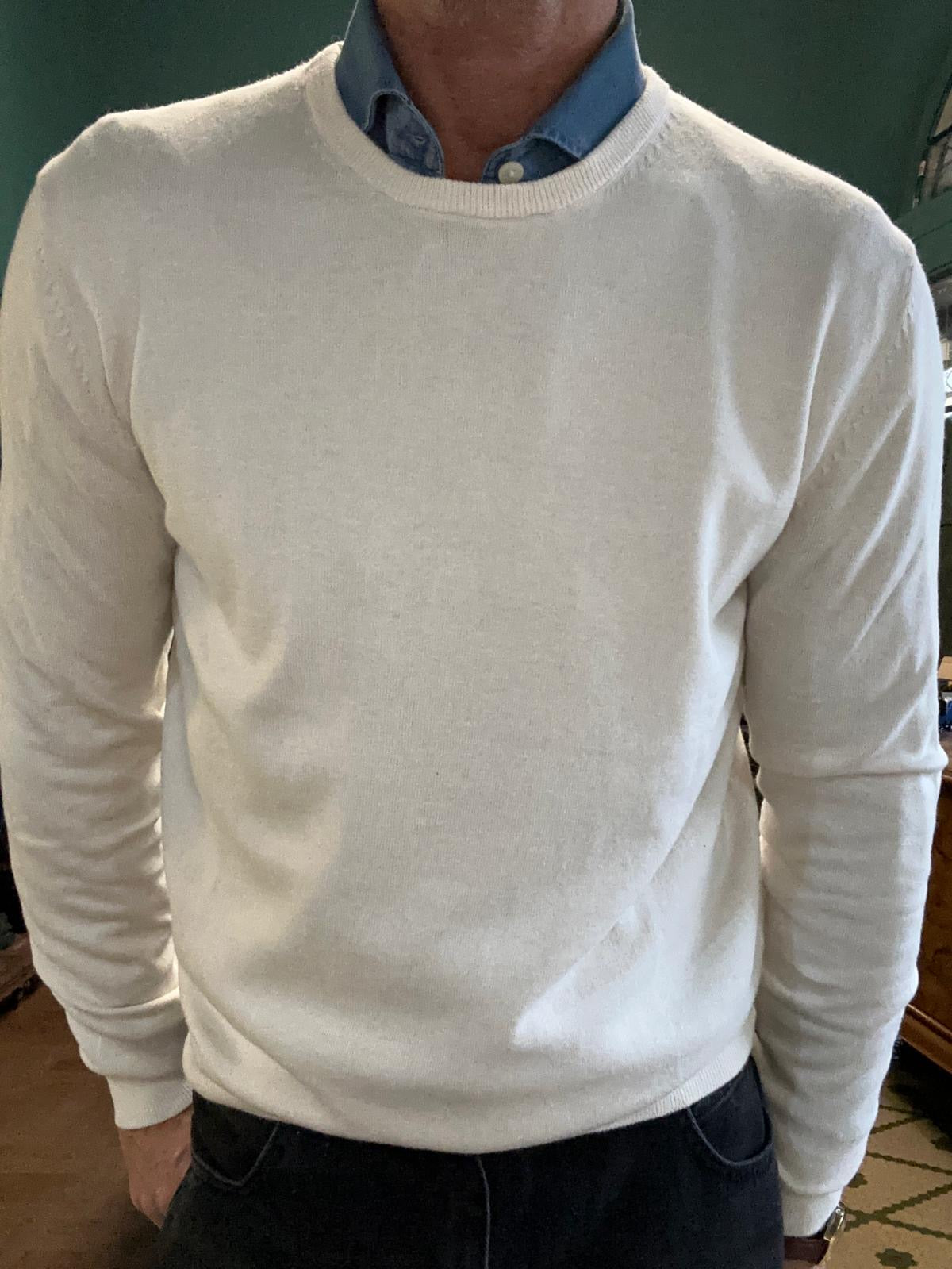 Maglioncino girocollo in cotone e cashmere