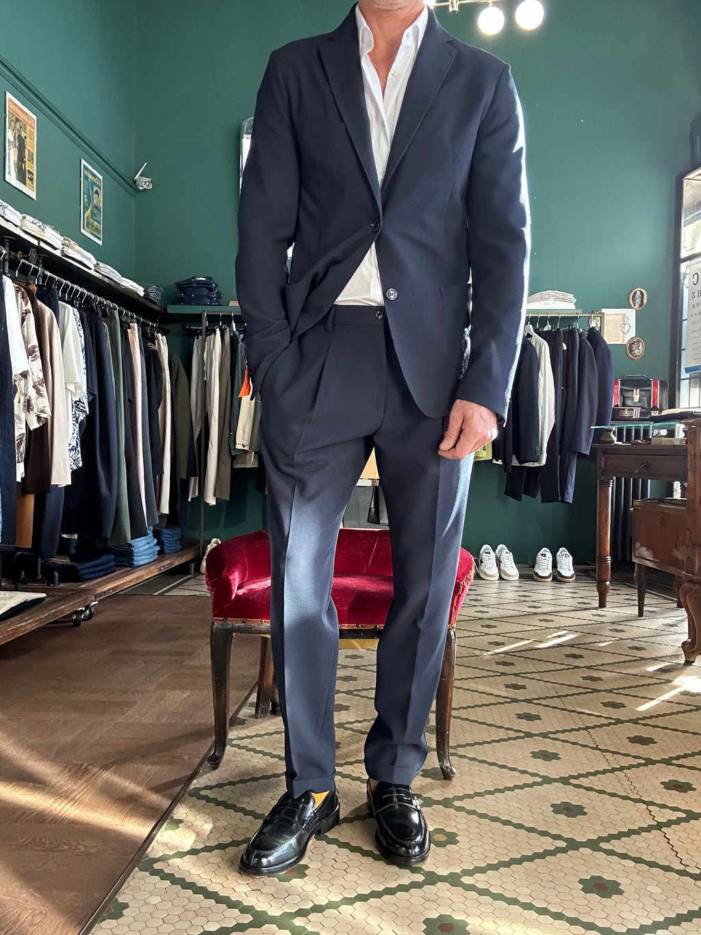 Pantalone tessuto operato