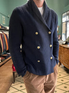 Maglia doppiopetto a coste inglese blu