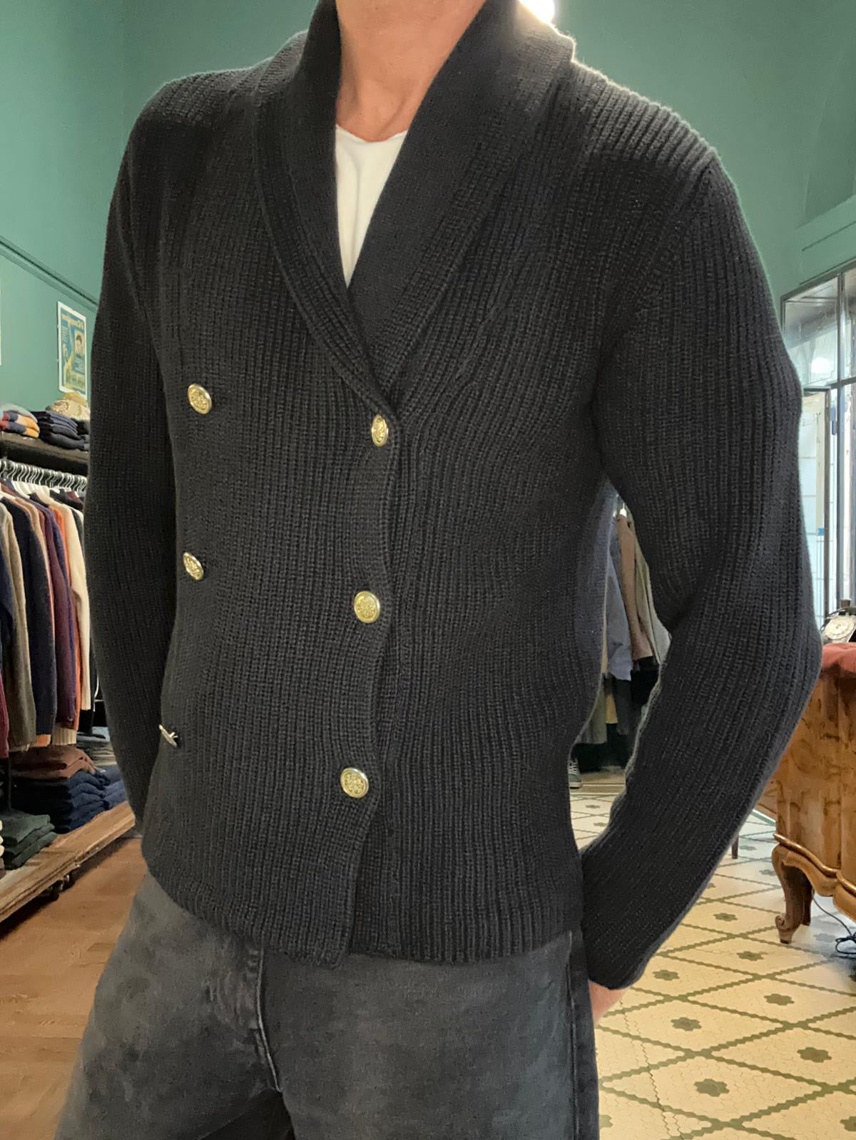 Maglia doppiopetto a coste inglese nera