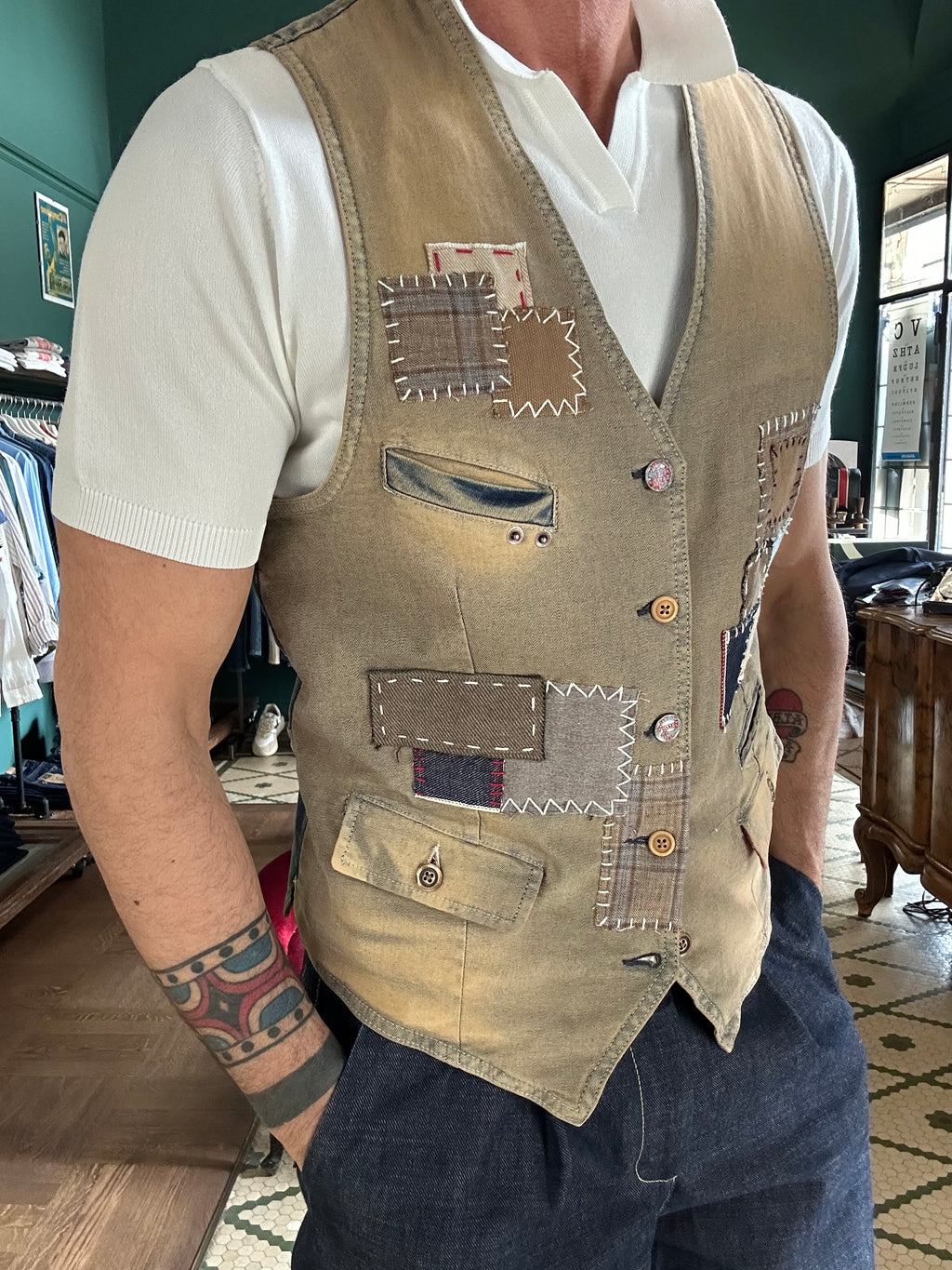 Garry's Earth waistcoat with patch