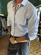Camicia herringbone con dettagli