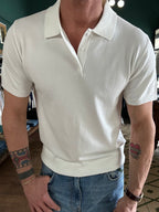 Jersey polo shirt with buttons