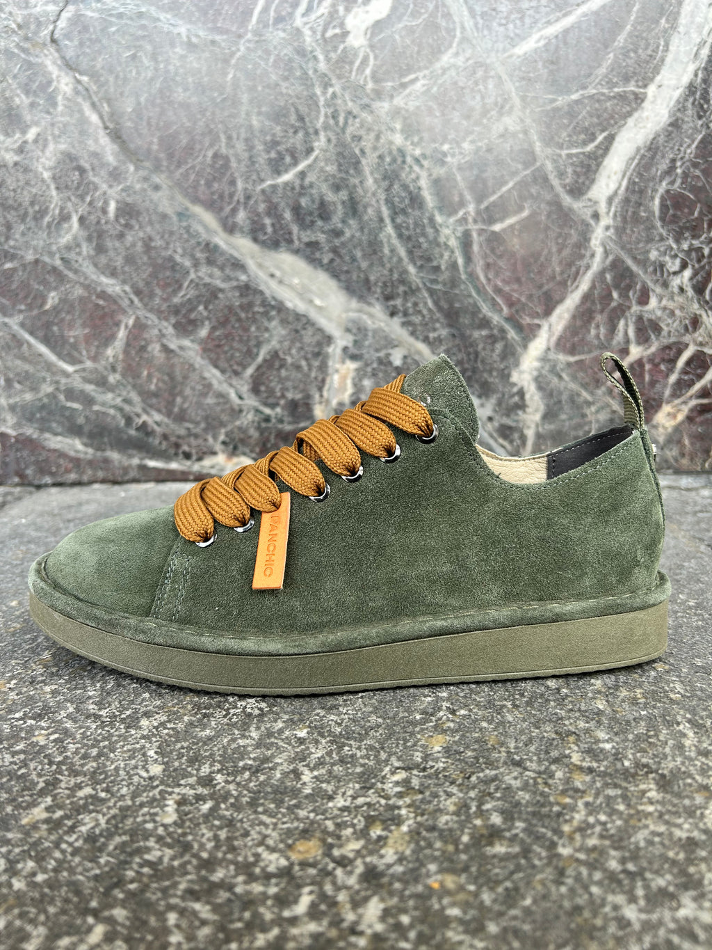 Panchic basse in suede verde militare e marrone zucchero