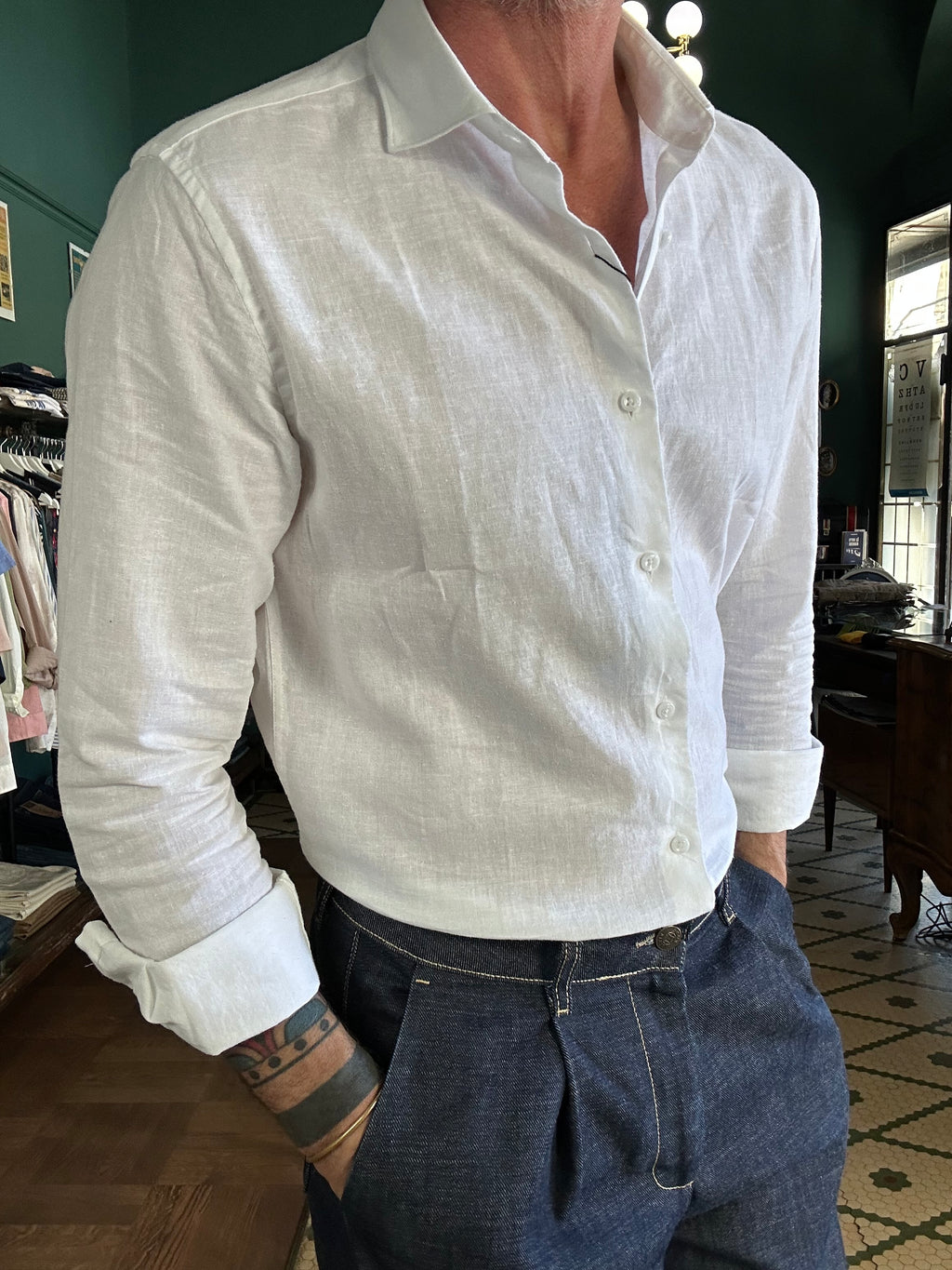 Camicia 100% lino collo Capri