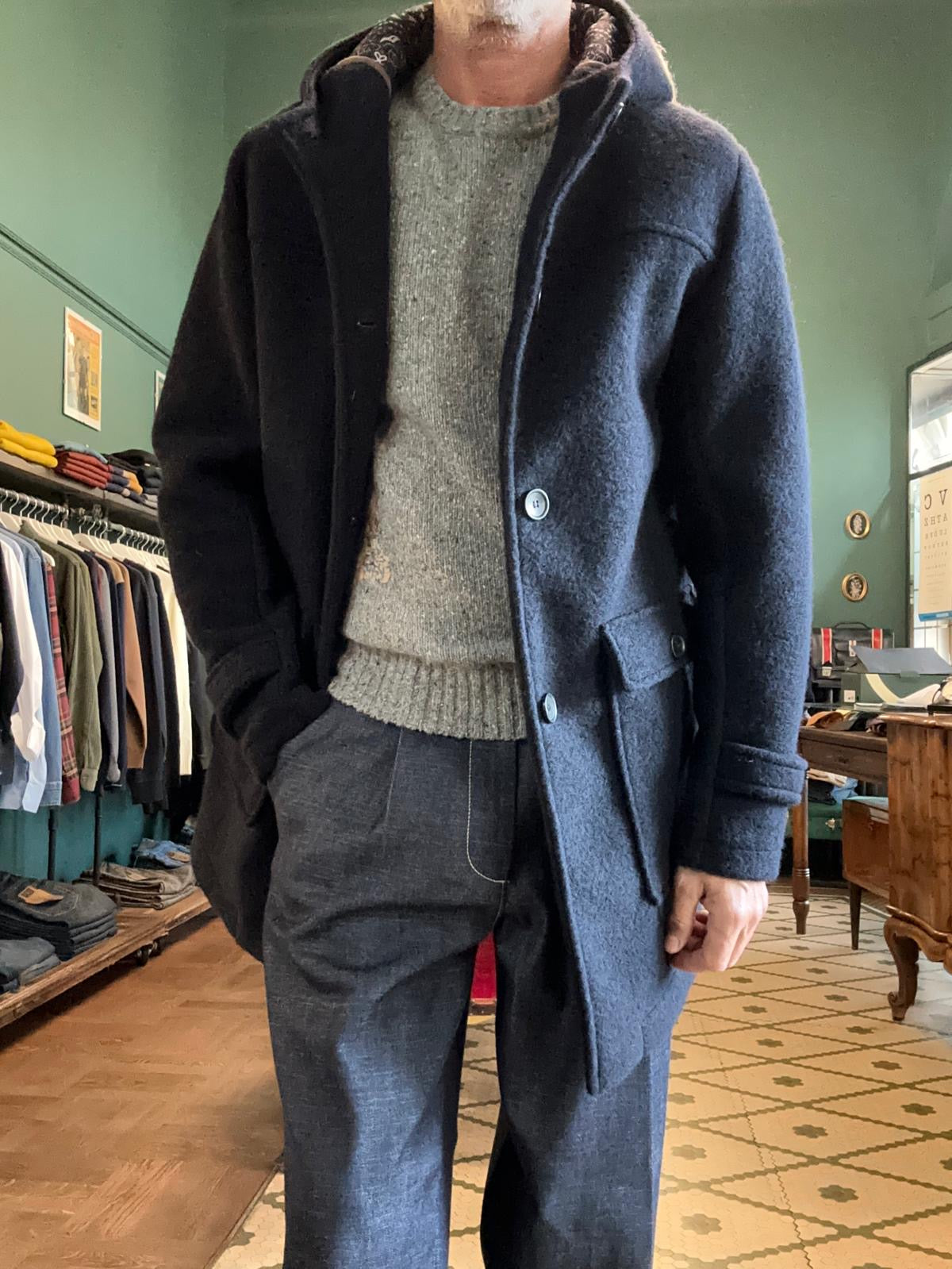 Parka koon blu in lana cotta