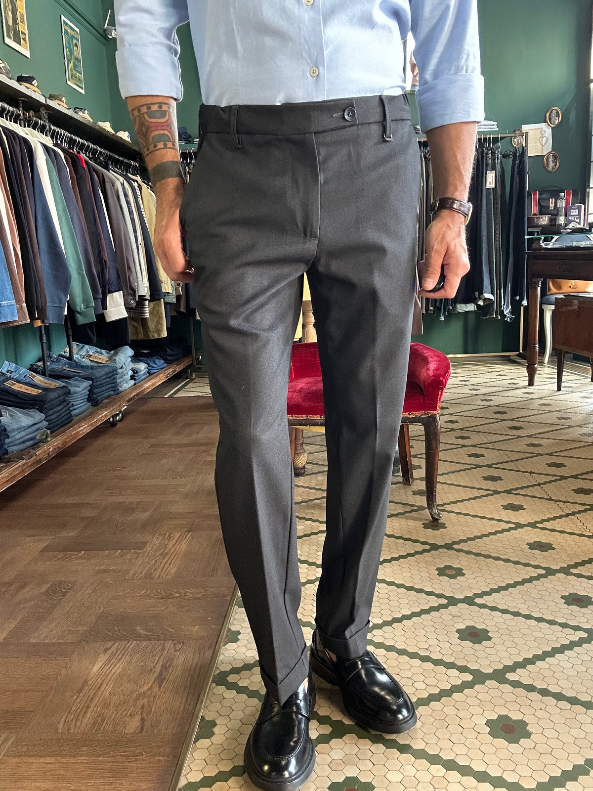 Pantalone Bridges slim fit con elastico in vita