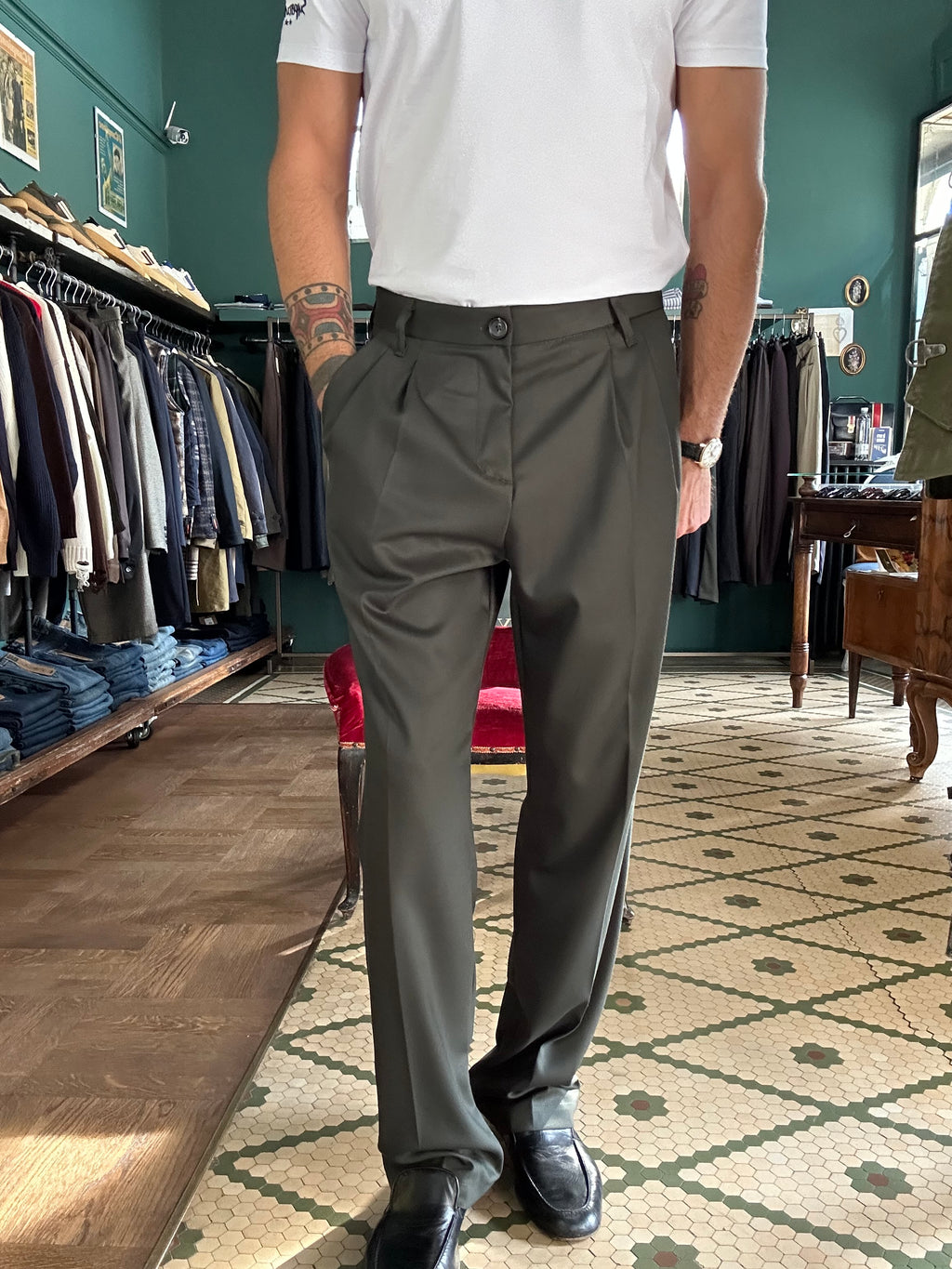 Pantalone doppia pence regular fit