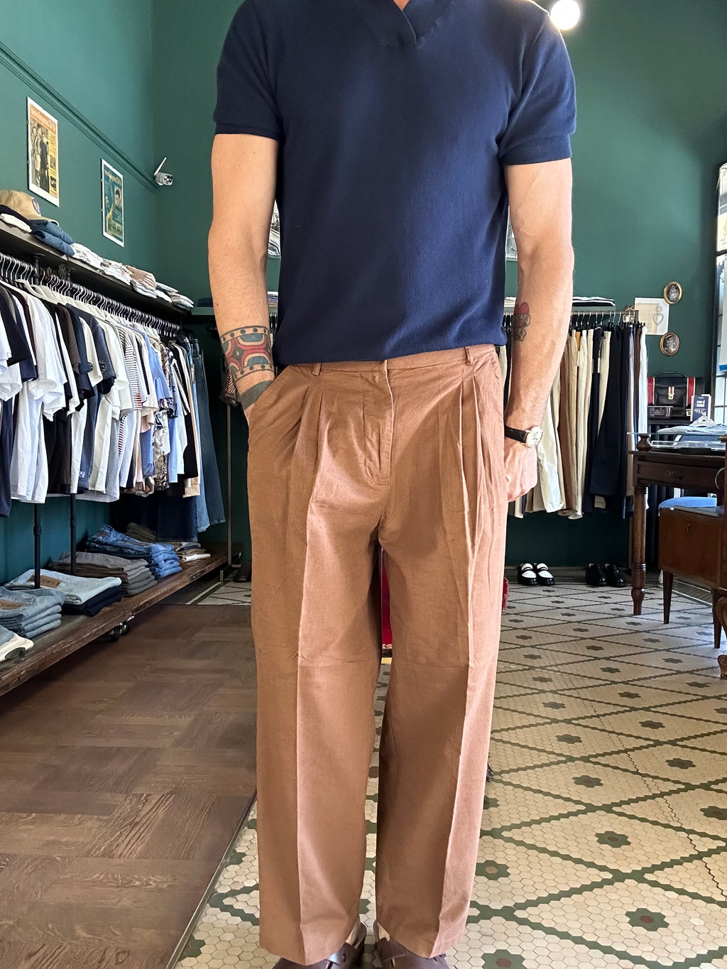Pantalone over lino cotone