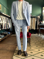 Herringbone fabric trousers
