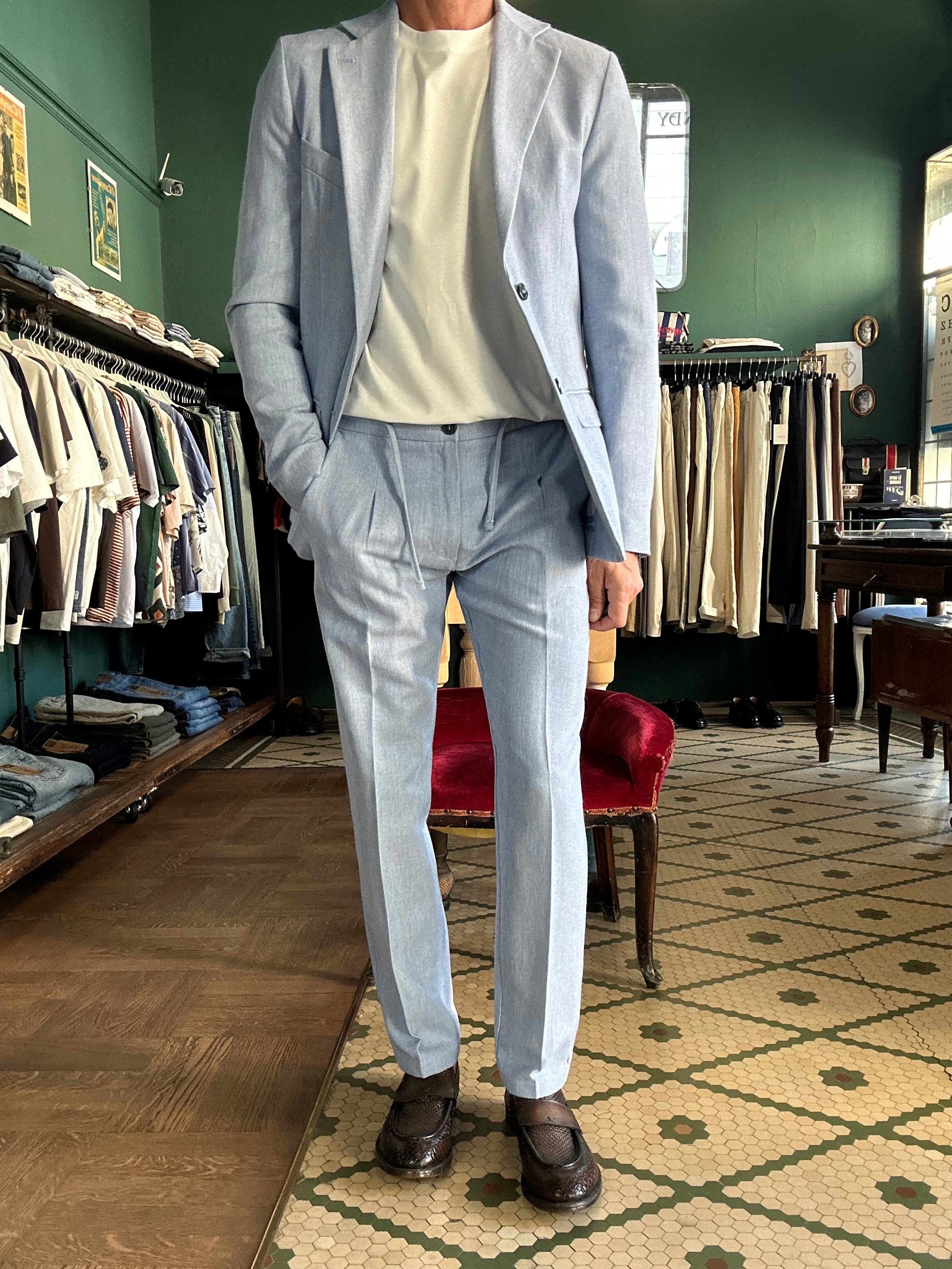 herringbone fabric suit