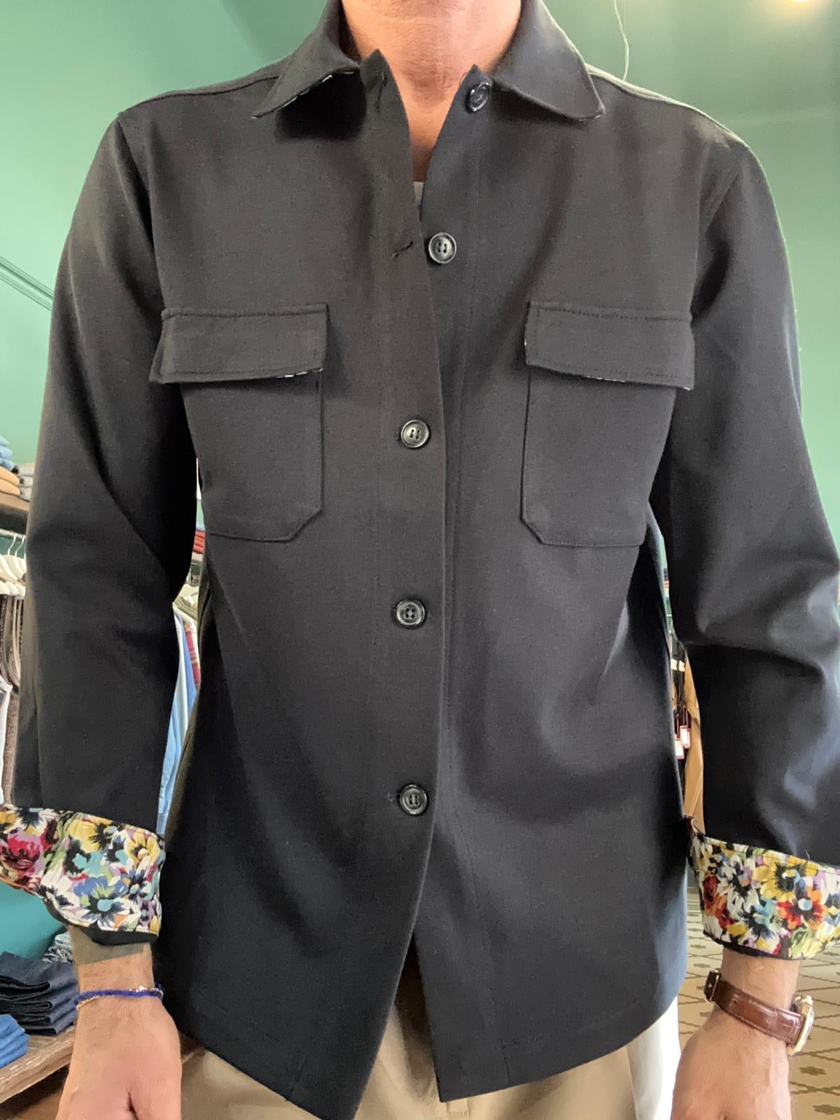 Camicia casacca blu in jearsey