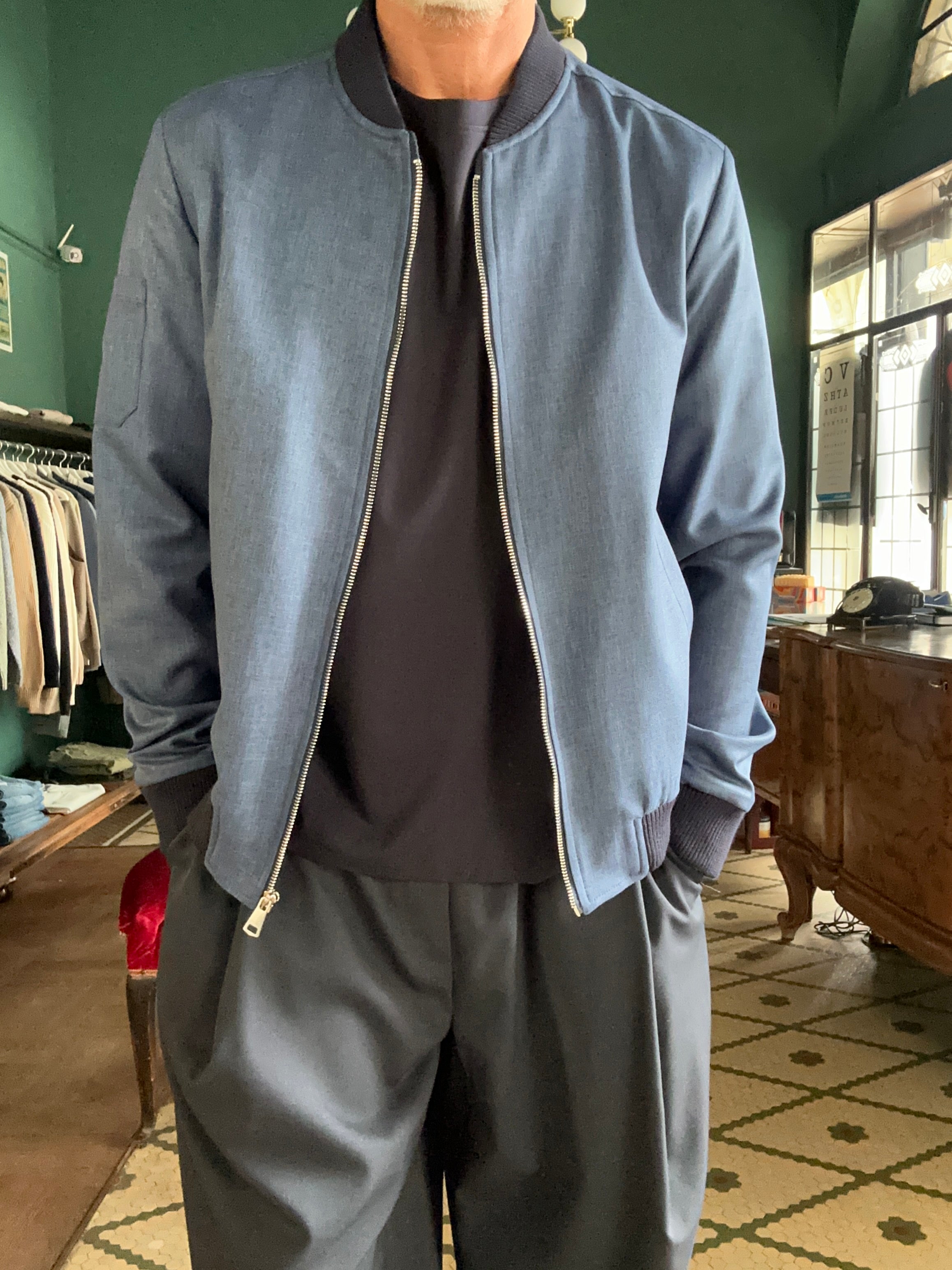 Bomber blu avio Made in Italy