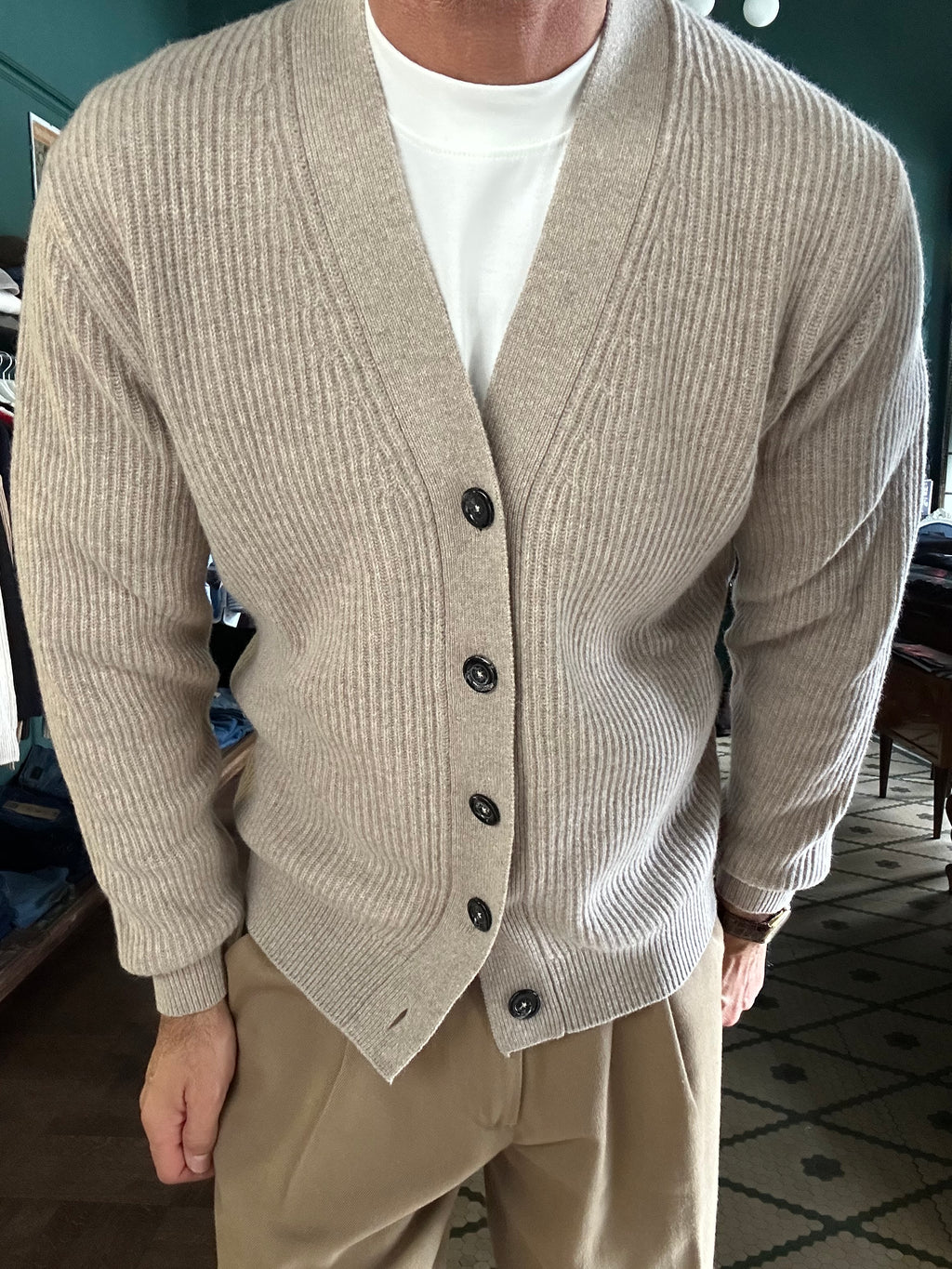 Cardigan costa inglese 80% lana