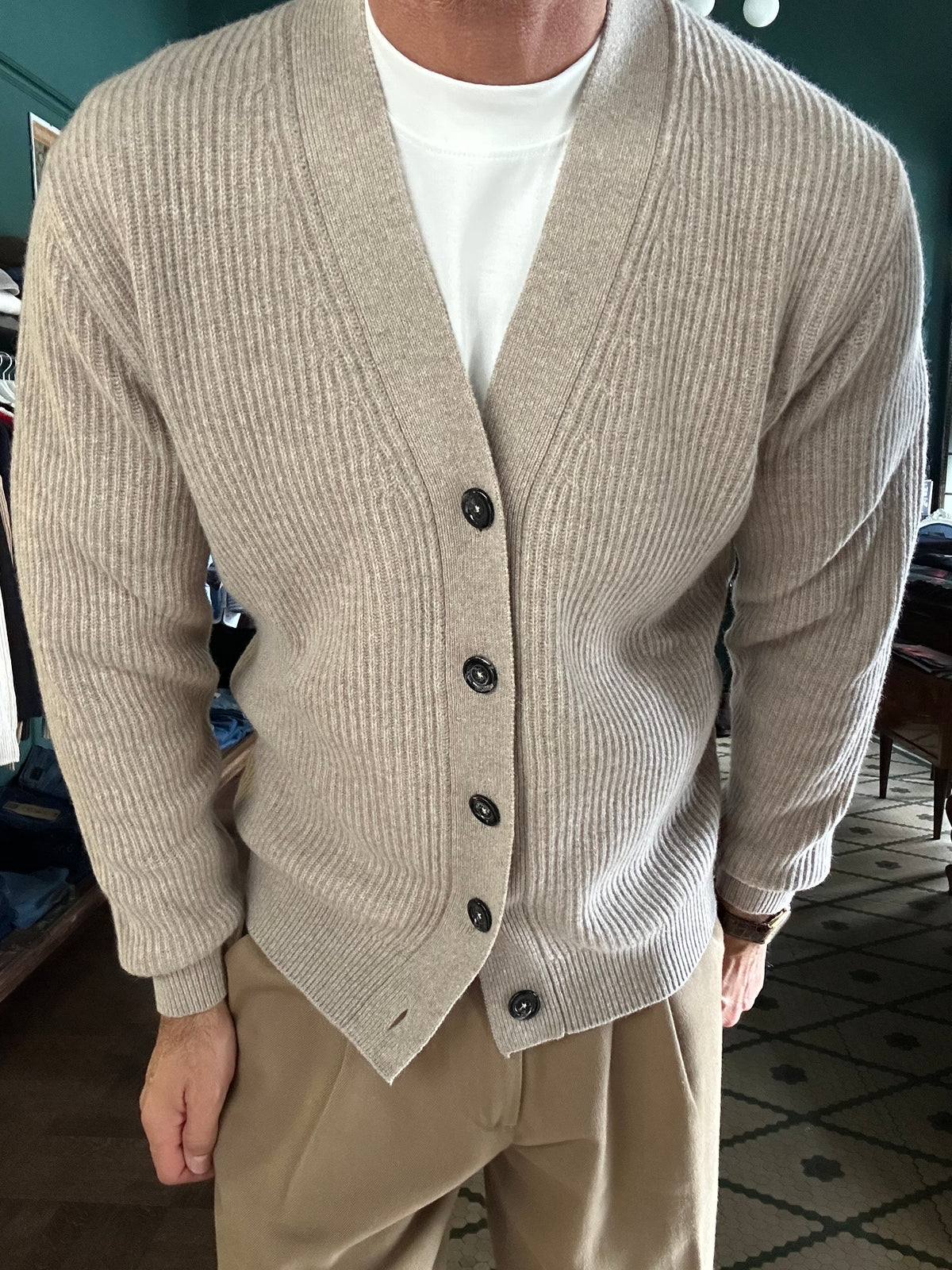 Cardigan costa inglese 80% lana