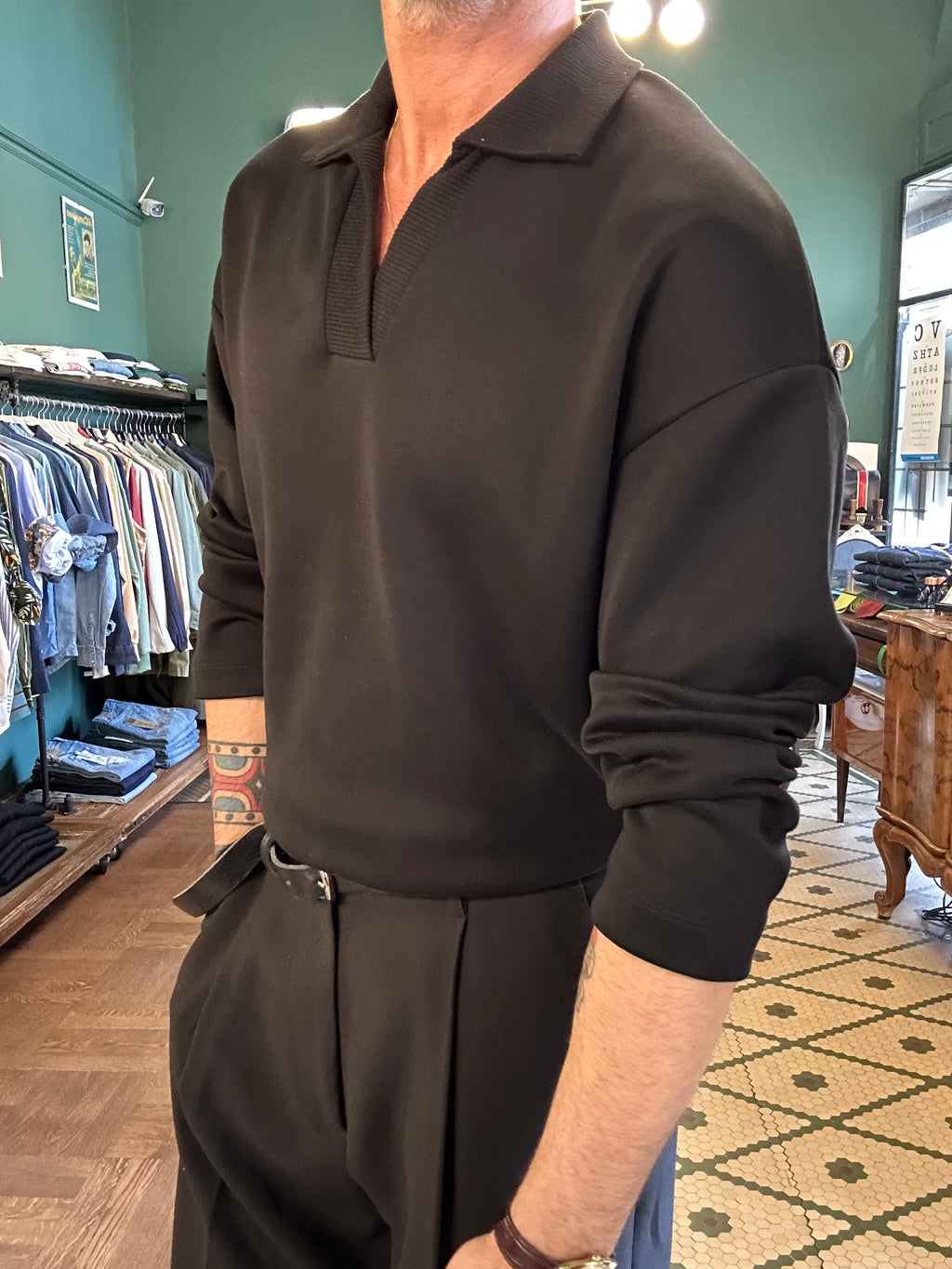 Oversize stretch polo shirt