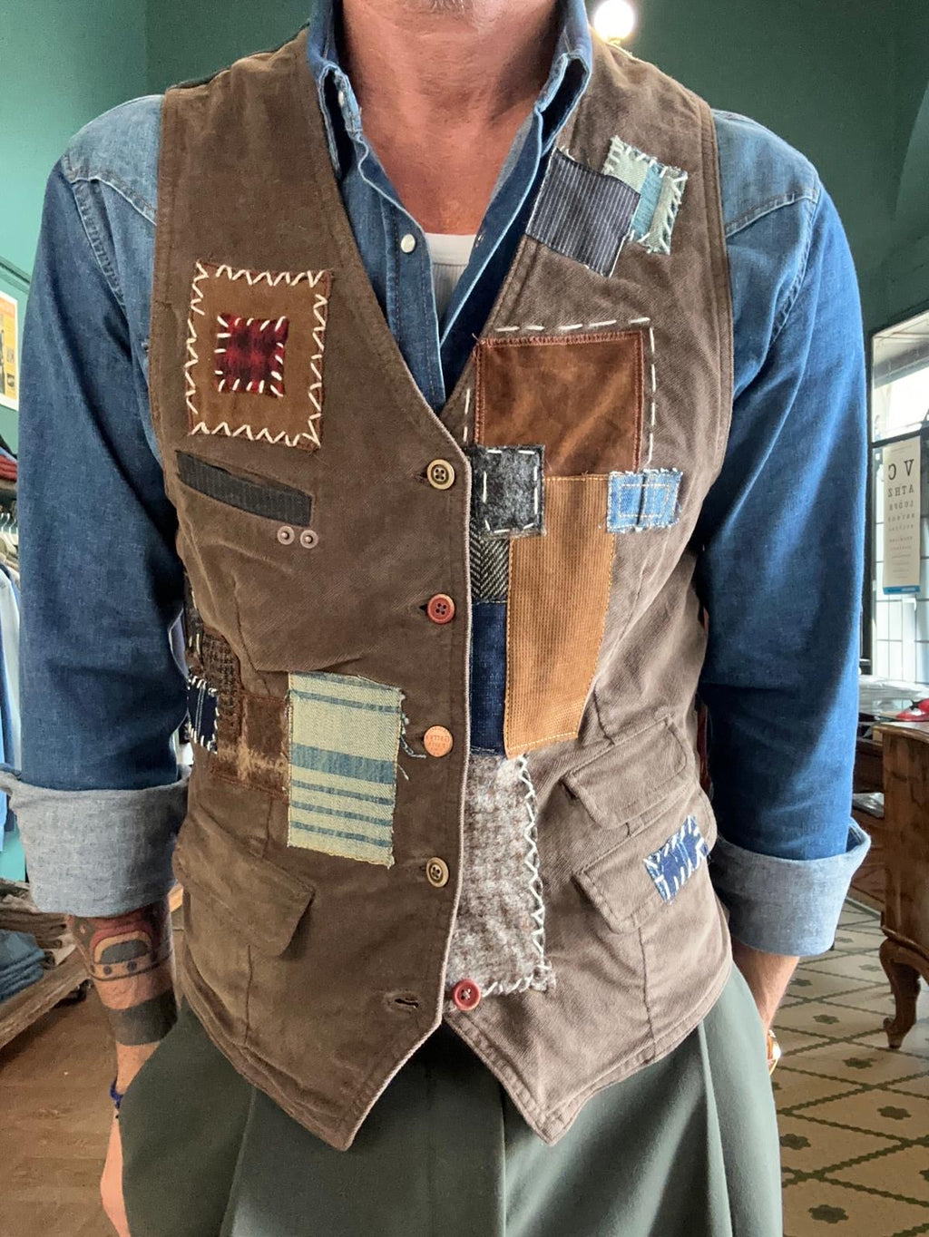 Gilet garry’s earth in fustagno con patch