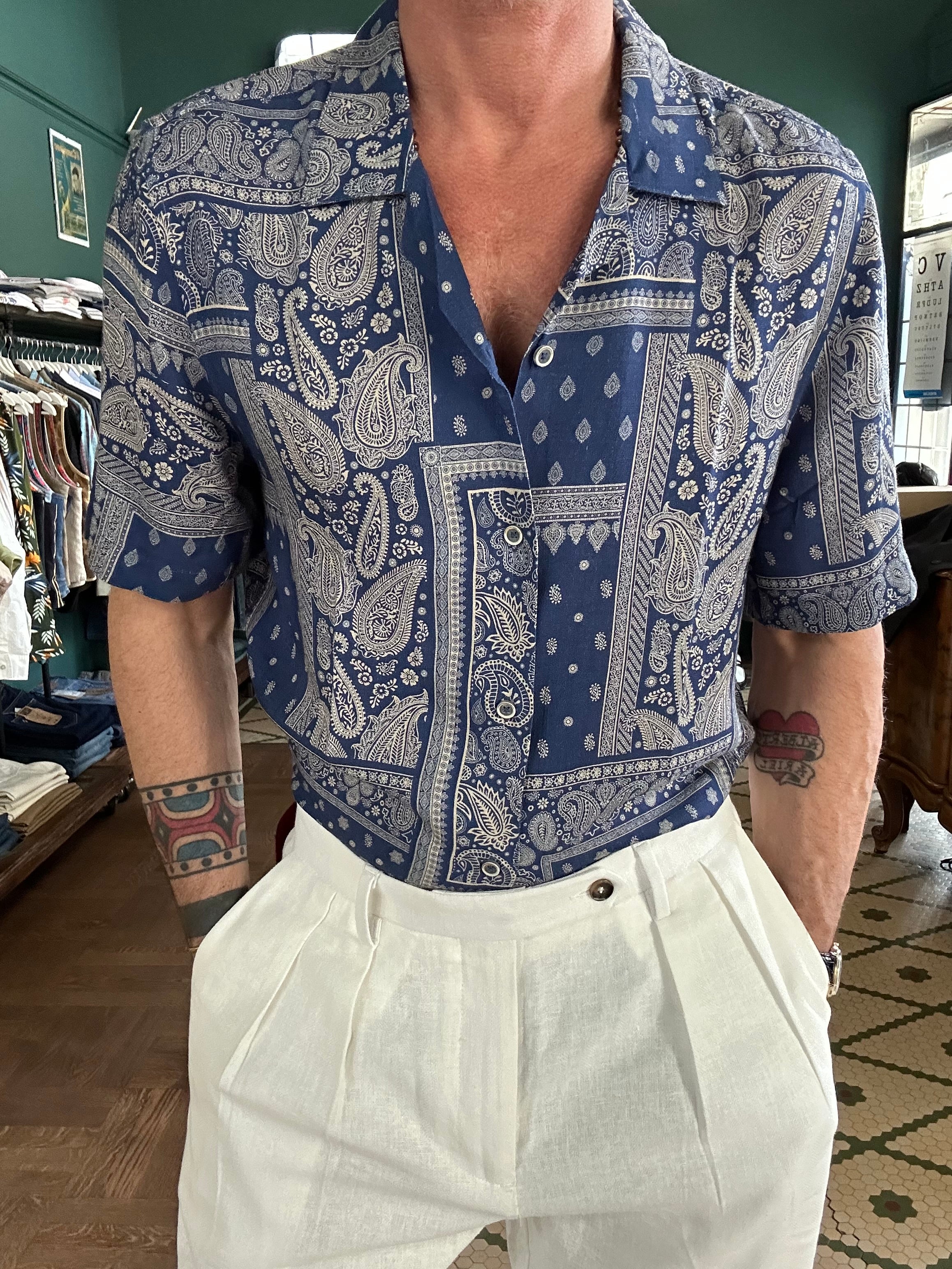 Camicia collo Hawaii fantasia bandana