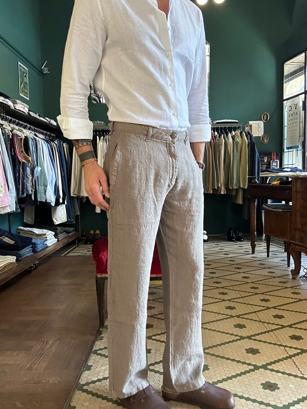 Pantalone 100% lino loose fit Made in Italy