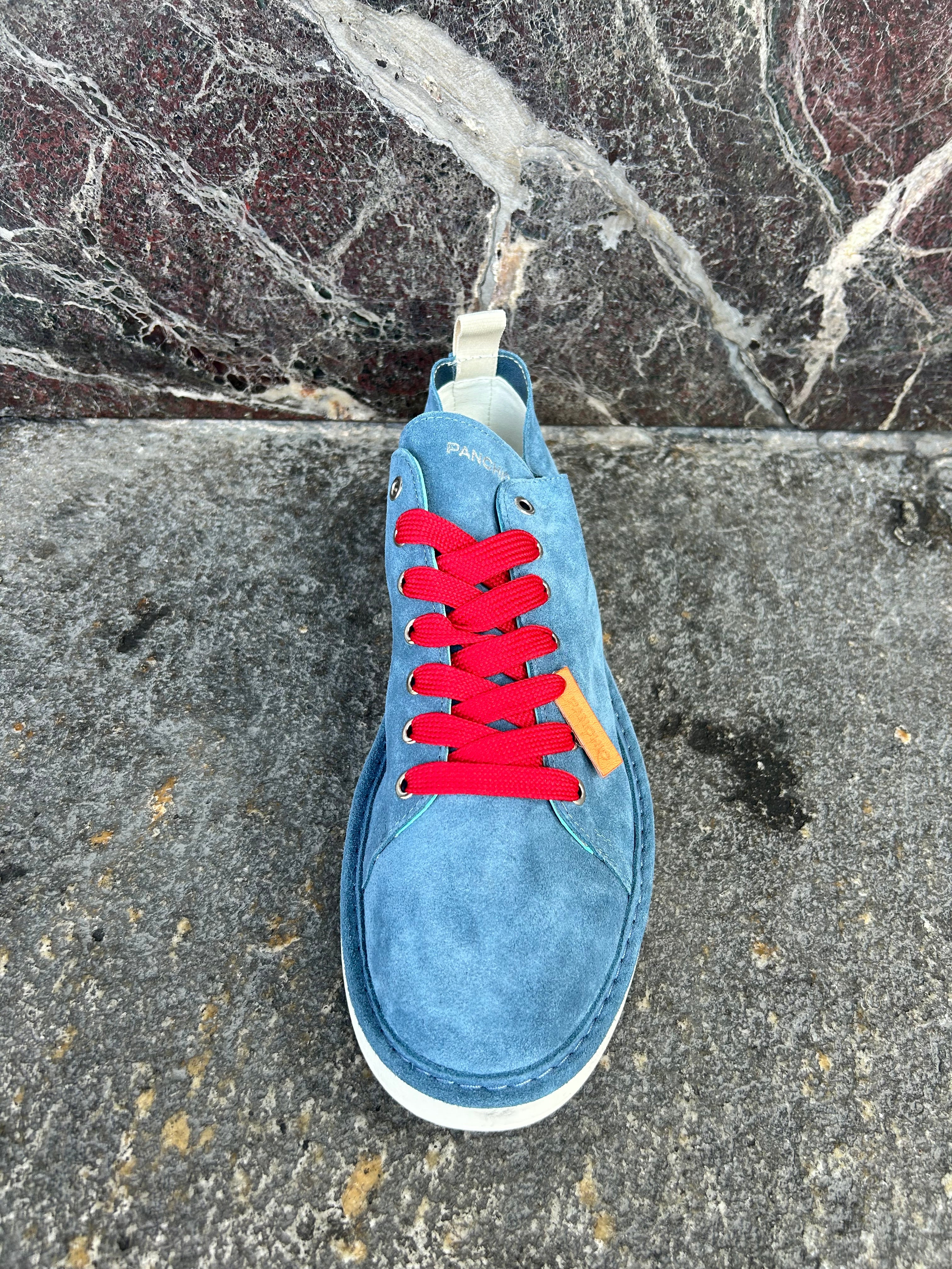 Panchic basse in suede blu e rosso