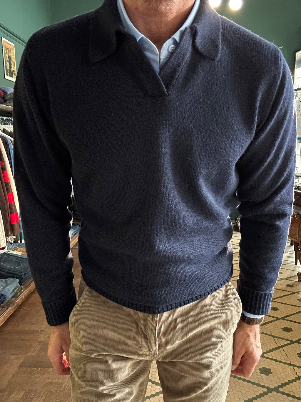 Maglione polo misto lana e cashmere