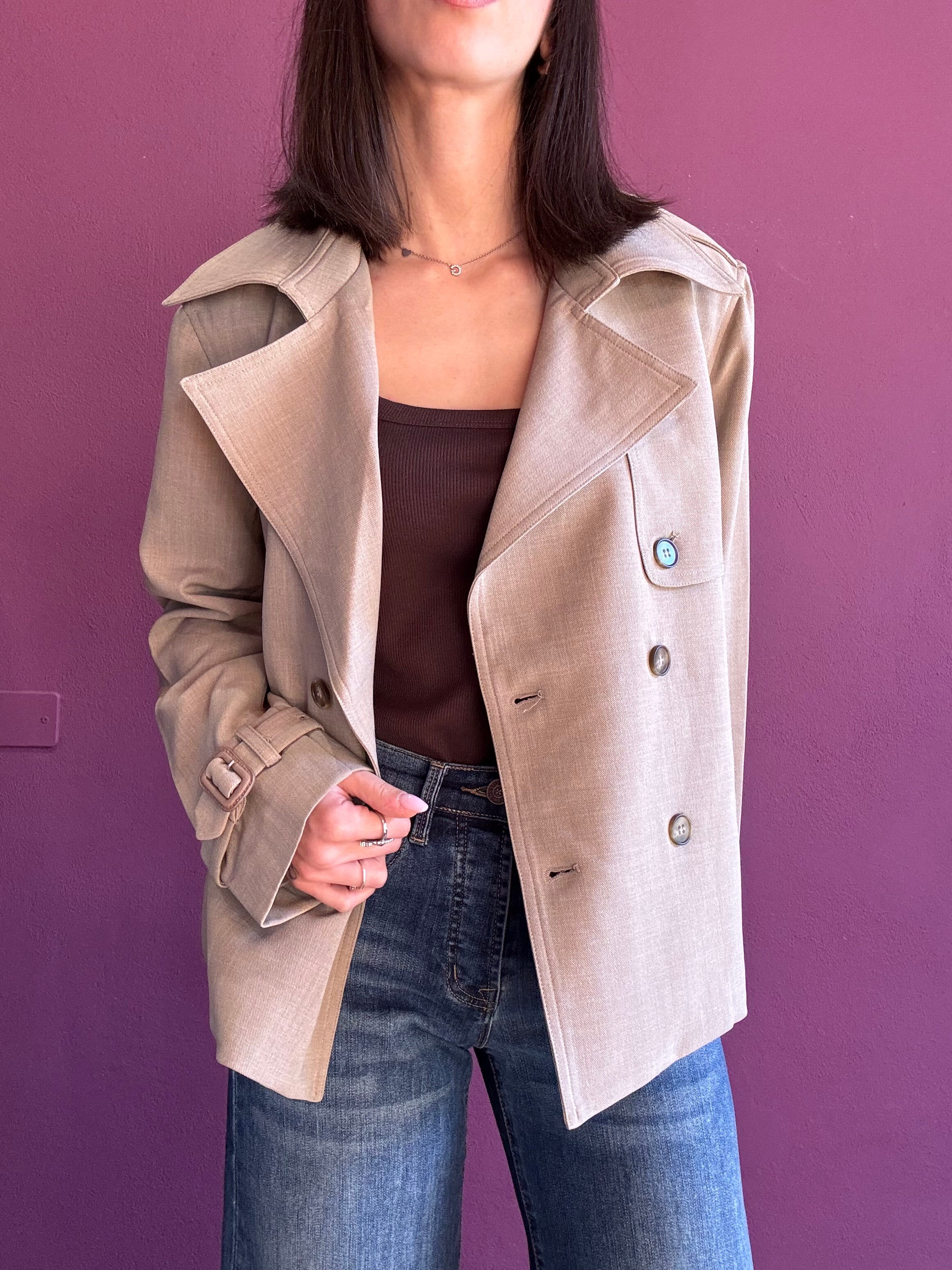 Trench doppiopetto crop