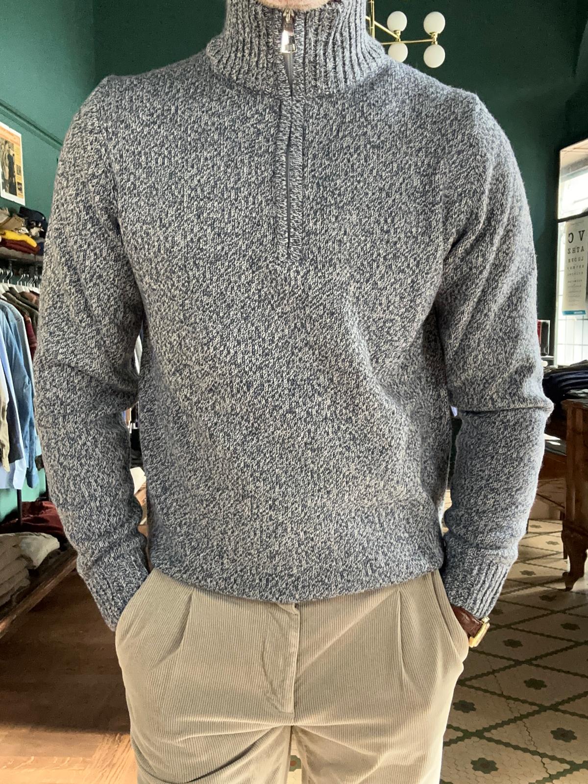 Cardigan mezza zip melange