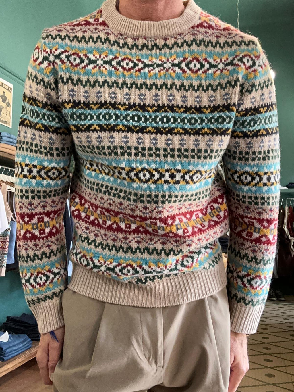 Maglione jacquard in lana