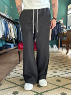 Black oversized wide-leg trousers