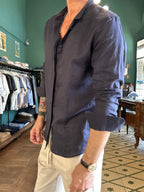 Camicia 100% lino collo coreano