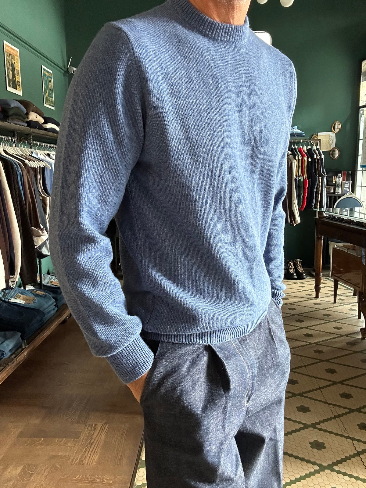 Maglione girocollo misto lana e cashmere